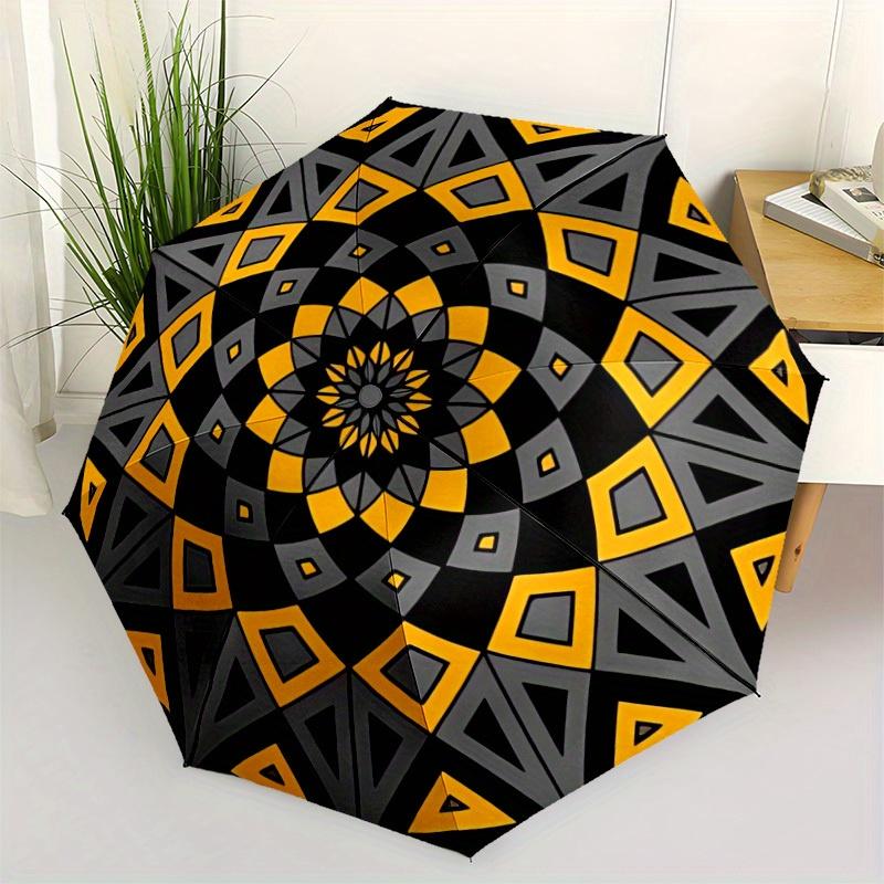 1pc Kaleidoscope Pattern Automatic Folding Umbrella, Portable & Foldable Design with 8 Ribs, Casual Outdoor Accessory Halloween and Christma