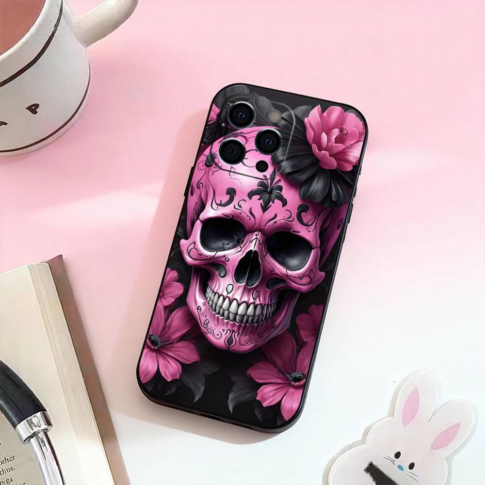 Mexican Catrina Skull  Phone Case For iPhone 17,16,15,14,13,12,11 Plus,Pro Max,Soft Silicone Black Cover