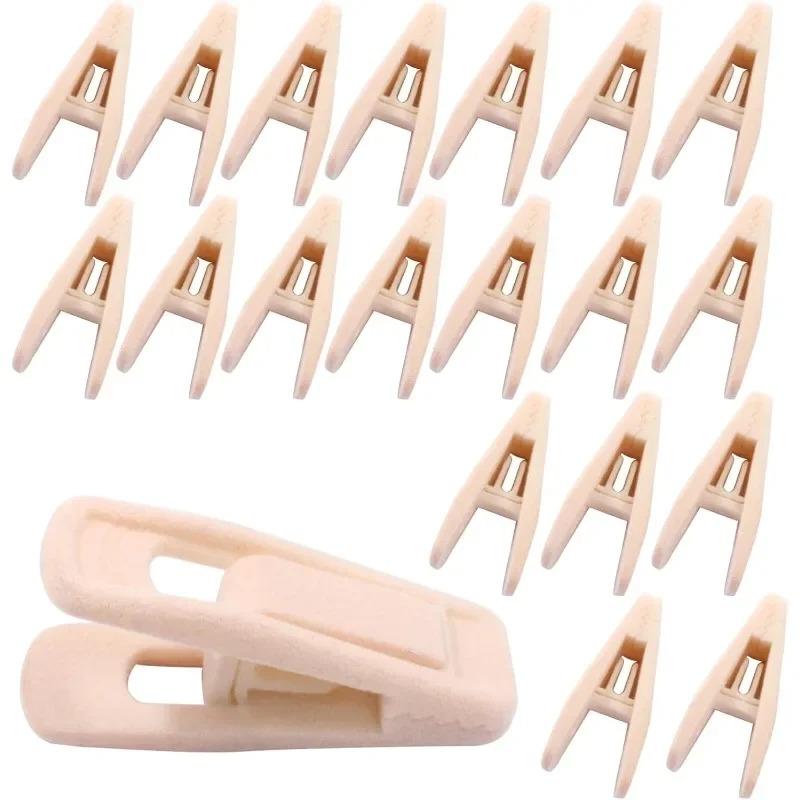NEW for Thin Felt Hangers Light Pink Velvet Hanger Clips Strong Finger Clip Non-Slip Pants Hangers Velvet Clips 20Pcs