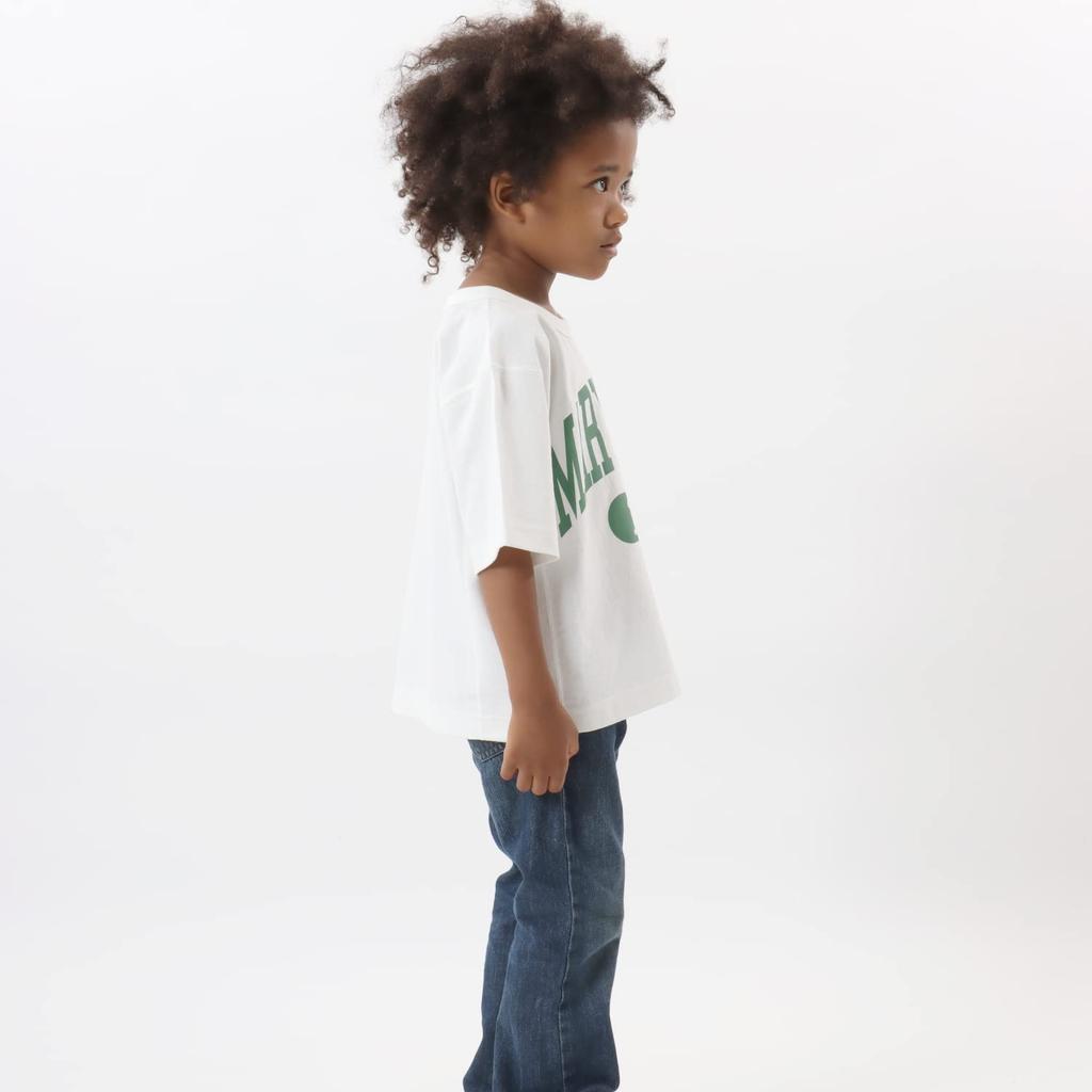 Champion Short Sleeve Graphic Reverse Size 130 Boys' T-Shirt, 100% Cotton, Print, Weave®, Off-White, (CK-V315)
