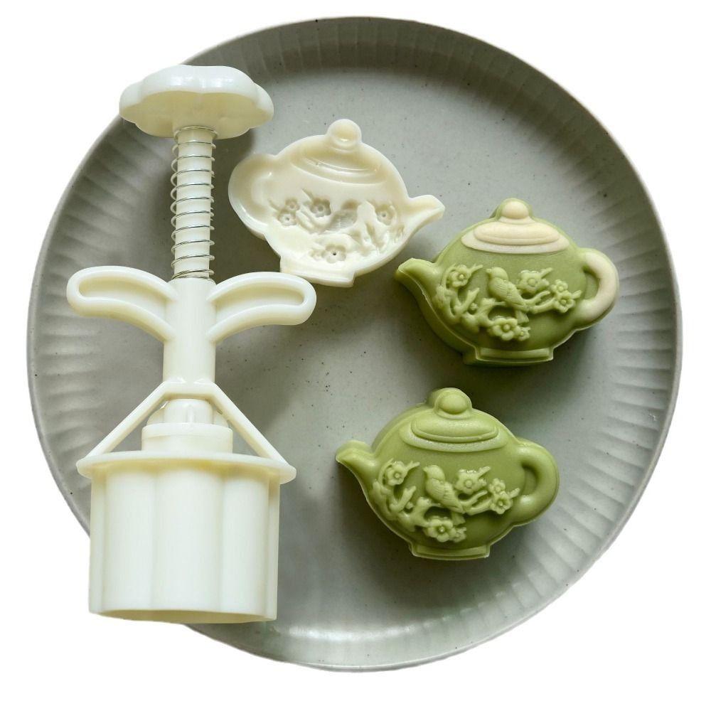 Plastic Mooncake Molds Teapot Shape Pastry Mold Hand Press Mould  Mid-Autumn Festival