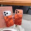 Drop-Proof Heart Polka Dot iPhone 14/13 Compatible Case with Round Edge Orange Background for Apple 17/16/15 ProMax