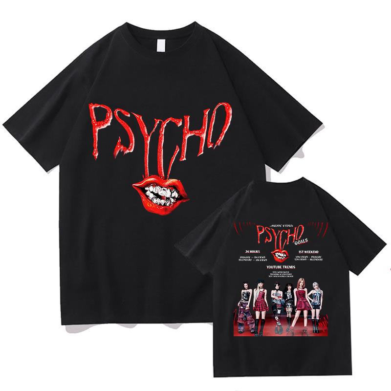 BABYMONSTER PSYCHO T-shirt 100% Coton T-shirt Graphique Hauts Tendance T-shirts Manches Courtes Col Rond Unisexe Confort Vêtements Doux