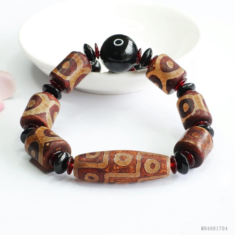 2026 Sanjiu Eye Dzi Agate Bracelet Ethnic Style Chalcedony Live Broadcast Generation S4081704 Multi size approx. 14mm
