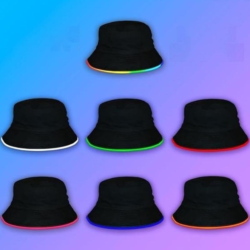 LED Foldable Fisherman Hat Light Up Breathable Unisex Headwear For Hiking Vacations Daily Use