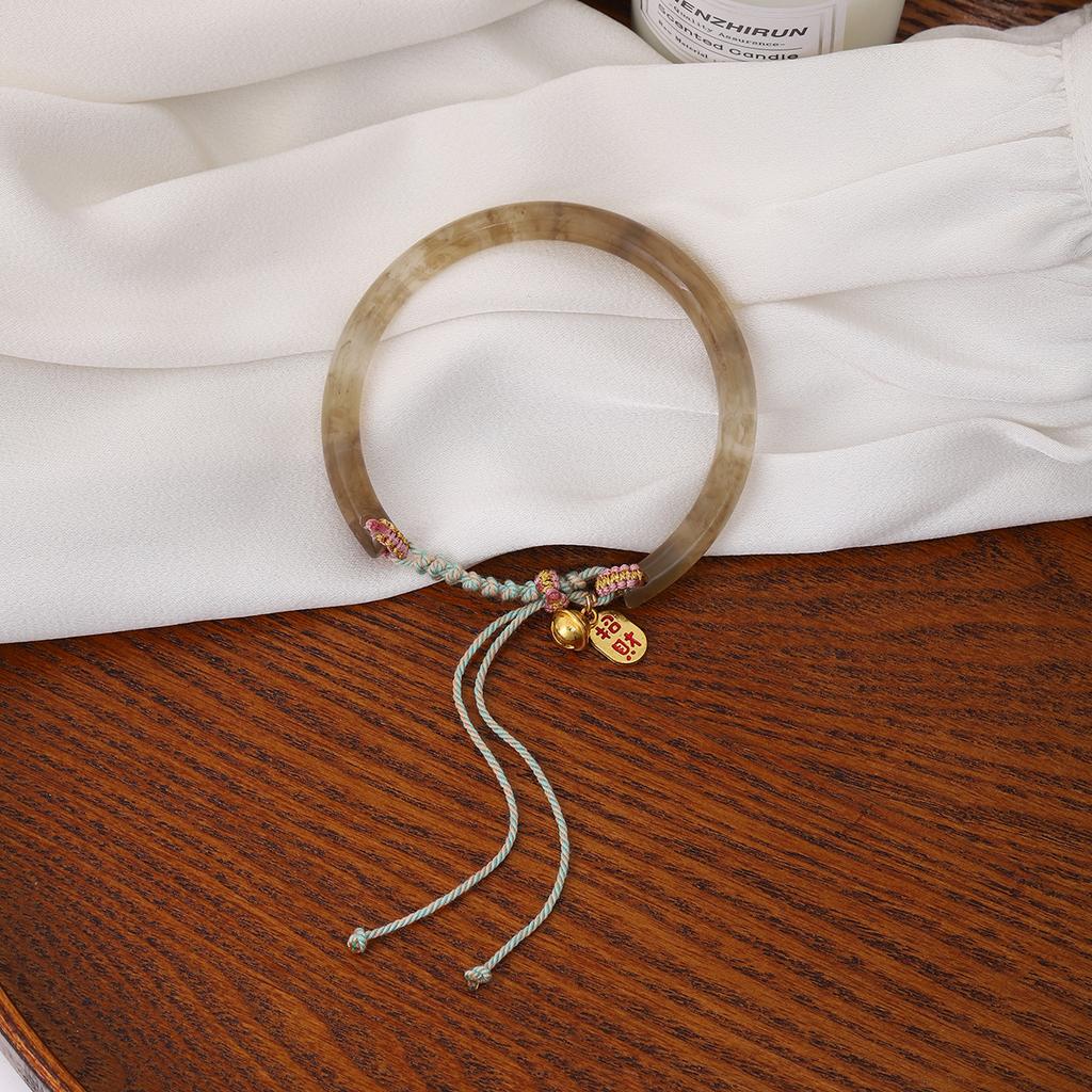 Lucky Bell Woven Rope Bracelet, Retro Guochao Adjustable Plain Circle Women'S Niche Design Jewelry