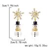 1 Pair Exquisite Snowman Dangle Earrings - Faux Pearl, Rhinestone Snowflakes, Tassel Accents, Christmas Style, Xmas Holiday Gift