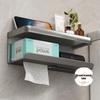 Wall-Mounted Bathroom Tissue Box & Roll Holder with Shelf