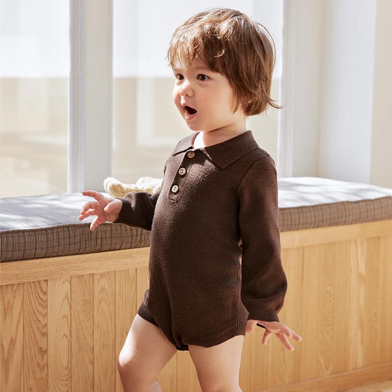 Koala Bebe Merino Wool Blend Polo Knit Baby Romper