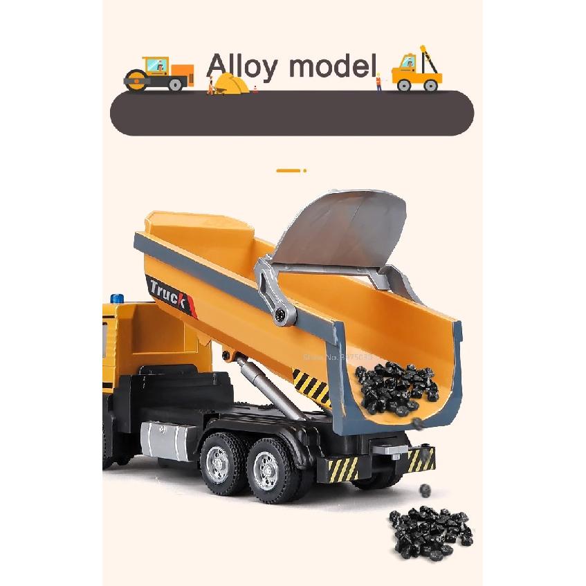 1/50 Scale Tipper Truck Alloy Diecast Toy Model Dump Engineering Transport Truck Sound Light Pull Back Collection Gifts For Kids