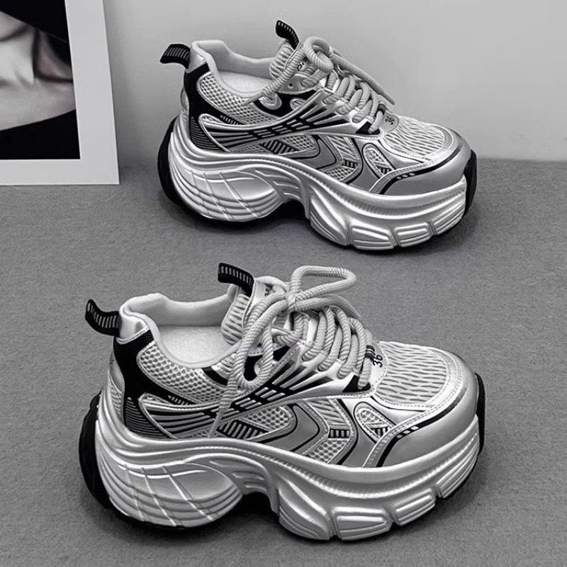 Dad shoes 2025 Spring and Autumn New Fashion Mesh Shoes Casual Sports Shoes Versatile Thick-Soled Women's Shoes