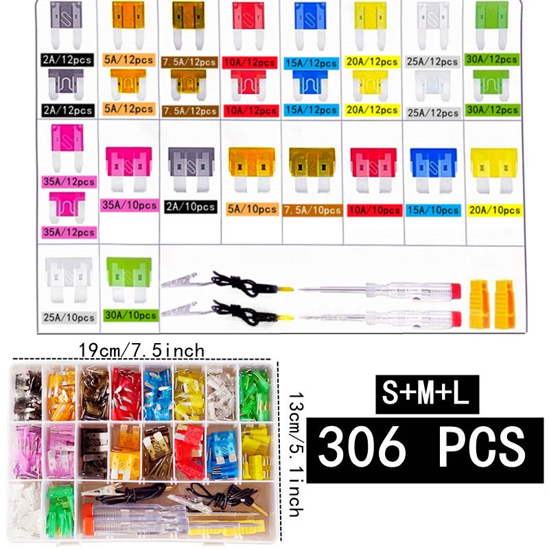 50-306 pcs Car Fuse Combination Kit Mini Small Medium Fuse Blade Type for Marine Automotive 2A 3A 5A 10A 15A 20A 25A 30A 35A Fuse Holders1