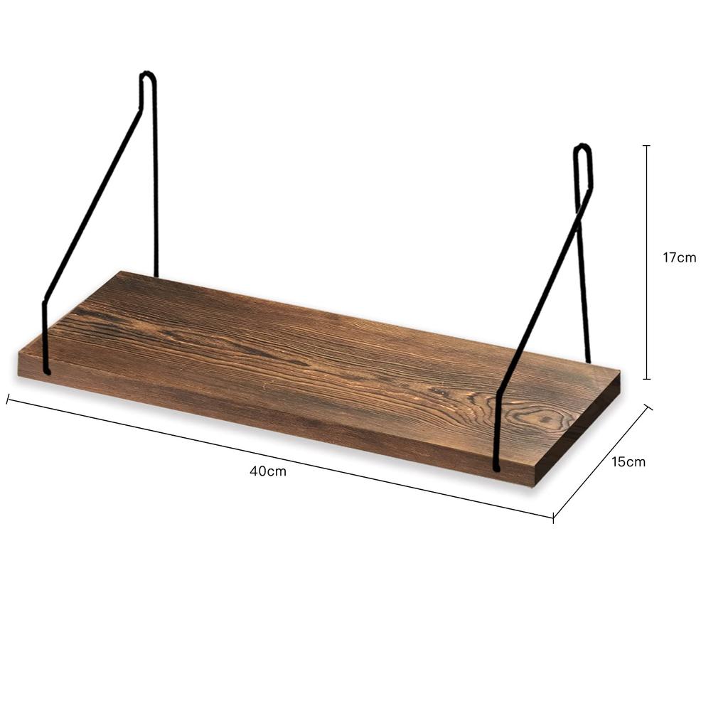 Natural Wood Easy DIY Wooden Display Simple Wire Convenient Storage Wall-Mounted Shelf, Installation, Bookshelf, Shelf, Attachment, (Brown, 40cm)