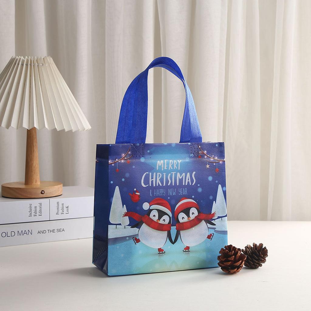 Jultema Icke-vävda Presentpåsar Fest Handhållna Shopping Present