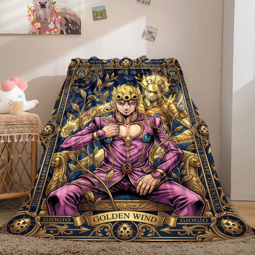 JoJo's Bizarre Adventure Flanelldecke mit Aufdruck, Cartoon-Figuren für das Sofa, Bequeme Schlafzimmerdecke, Reisedecke_LIAN