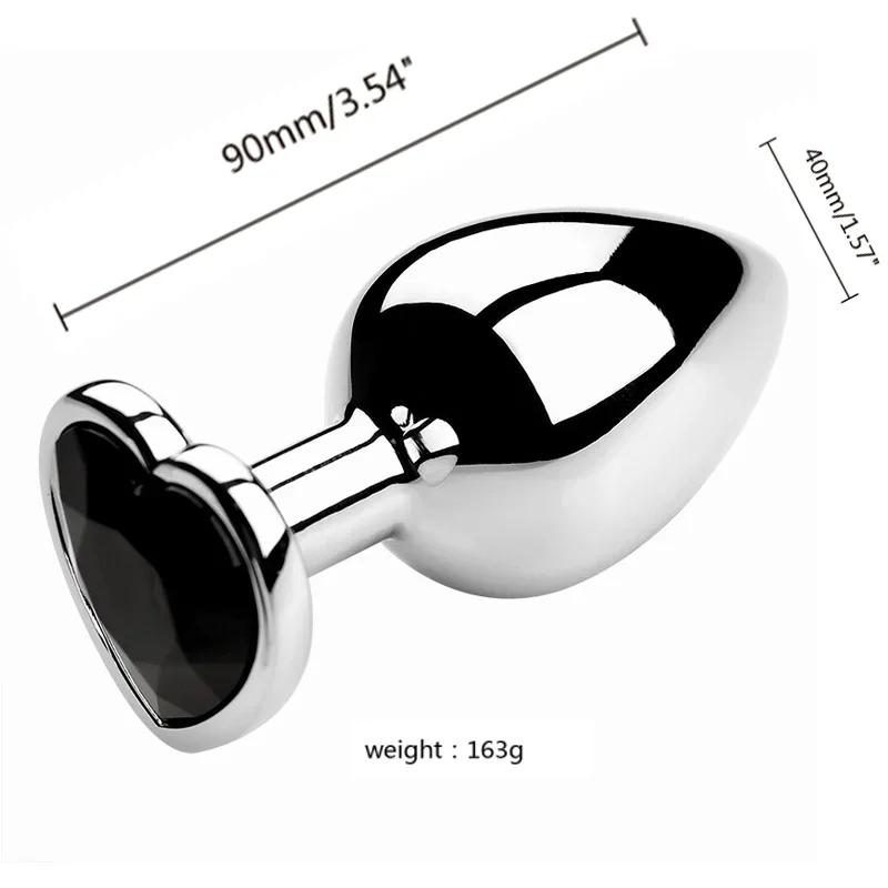 Stainless Steel Anal Plug Heart Shape 3 Sizes Crystal Anal Plug Removable Butt Plug Stimulator Anal Sex Toys Prostate Massager