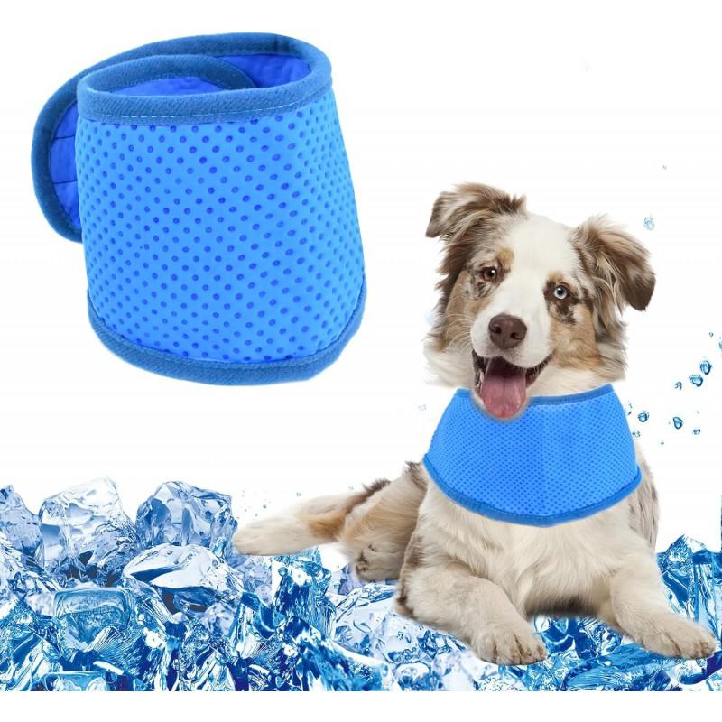 Cooling Neck Wrap Cats Dogs Pet Scarf Ice Gel Comfort Bandana In Blue Green Pink