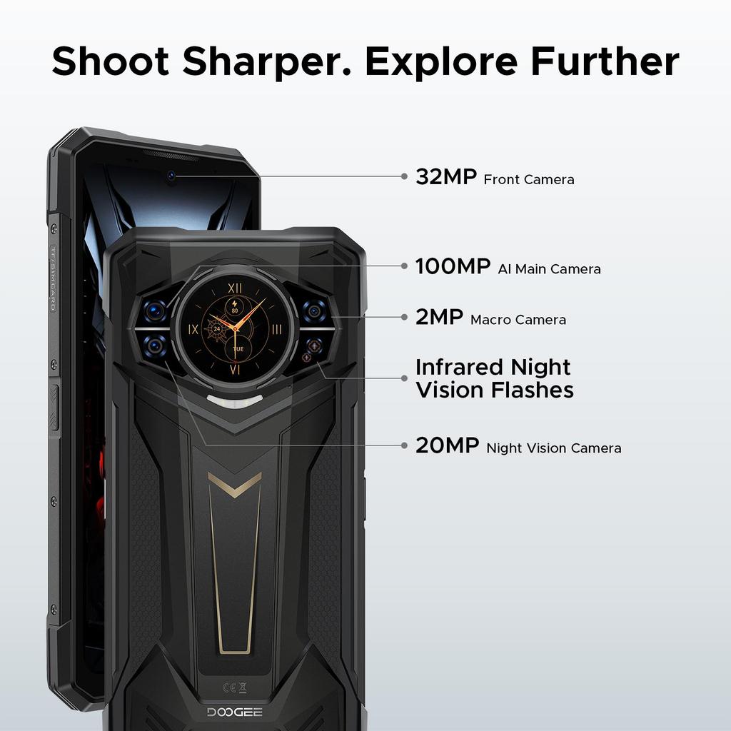 Doogee S200 Plus Rugged Smartphone 5G, (16GB+20GB)+512GB with 1.32" Dynamic Rear Screen, 10100mAh, 100MP+20MP, 6.72", 120Hz, NFC, Gemini AI