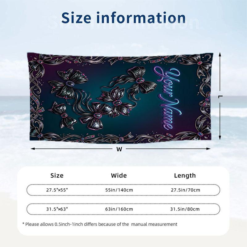 Floral Garden Theme Beach Towel Personalized Custom Name & Text Soft Quick Dry Beach Towel for Swimming Travel