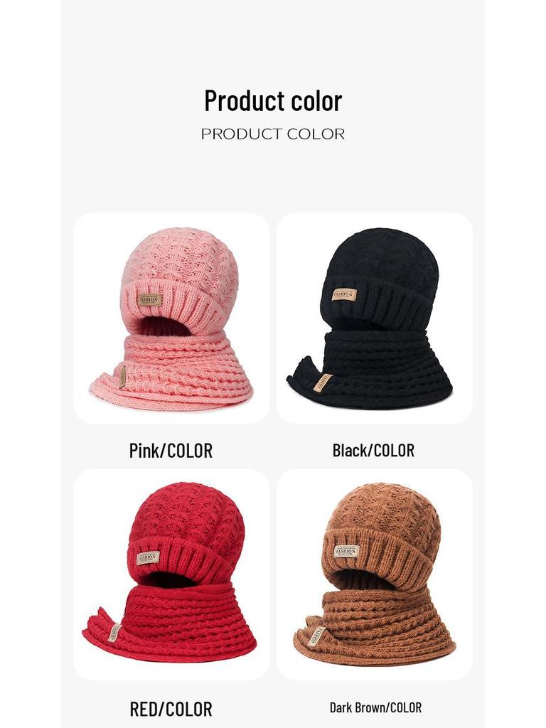 Dámská pletená čepice a šála v korejském stylu - Teplé, všestranné, jednobarevné