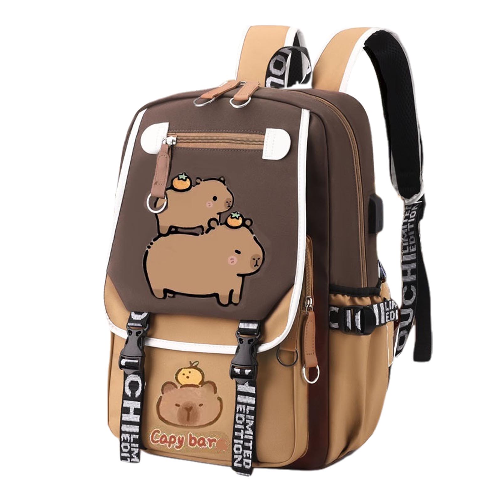 

Capybara Backpack For Kids Cute Cartoon School Bag With Adjustable Straps Cartoon Capybara Backpack