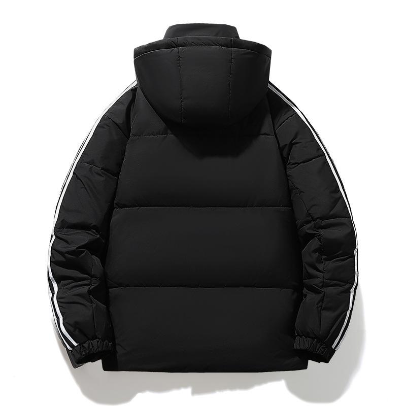 Jachetă cu glugă și puf Adidas Unisex cu Trei Benzi - Palton de Iarnă Trendy