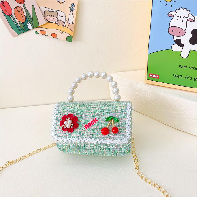 Adorable Children's Princess Pearl Mini Shoulder Bag With Cartoon Bow Design
