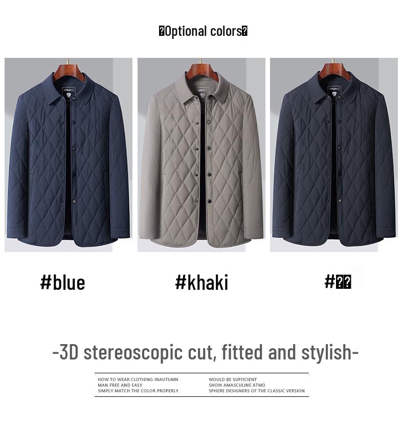 Lätt Bomullskragejacka för Herrar - Höst/Vinter Pappa-stil