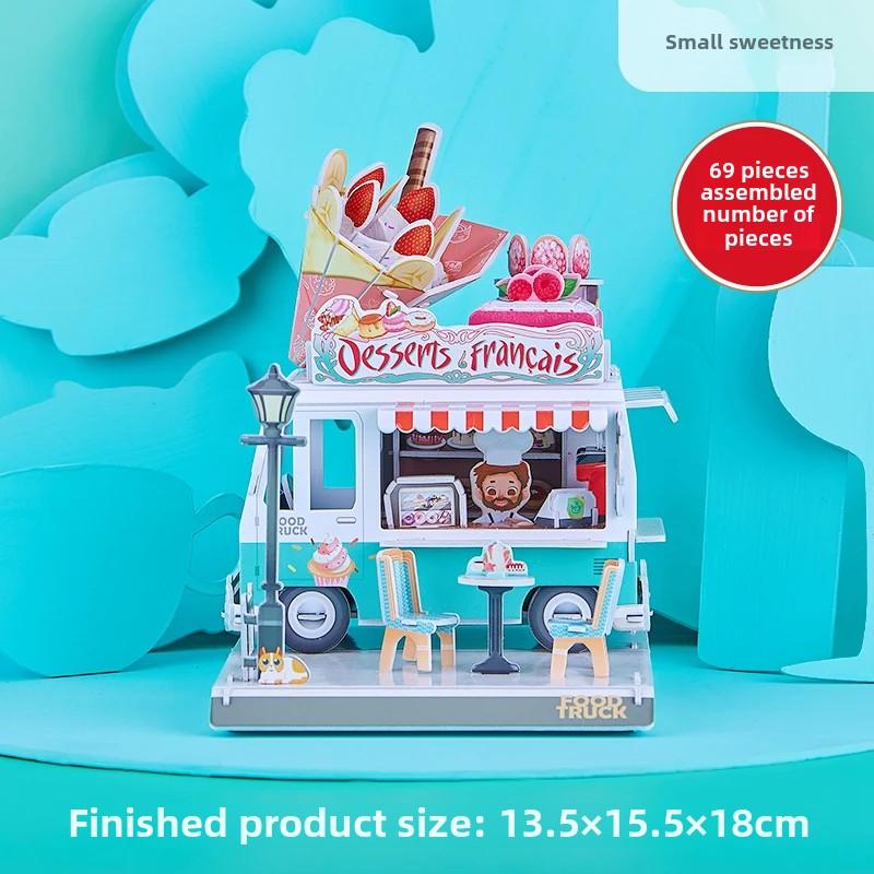 

New 3d Three-Dimensional Puzzle Model Creative Assembling Toy Diy Handmade Birthday Gift Food Truck Children s Toy Stylish Appearance