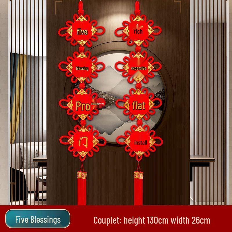 

2025 High-End Chinese Knot Peace Fu Character Five Blessings Door Ornament for Living Room and Housewarming Decoration