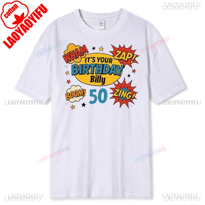 Personalised 50th Birthday Tshirt Wham Zap Retro Comic Book Style Design on Bella and Canvas Premium Tee Fast UK Tracked