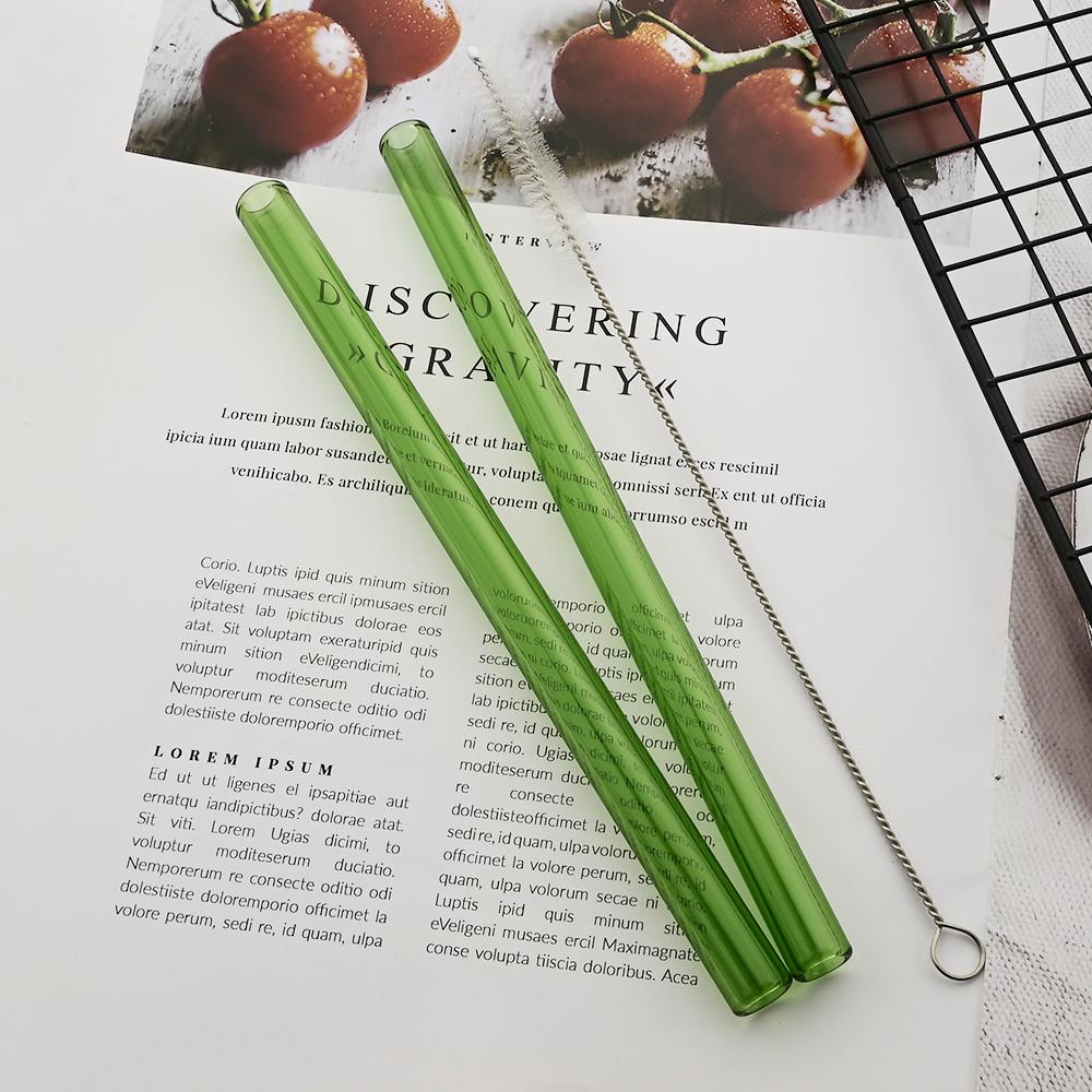 High Borosilicate Reusable Drinking Straw Eco Friendly Glass Straw for Bubble Tea Smoothies Bar Accessories Straw with Brush