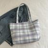 Canvas Bag Summer Fashion Plaid Handbag Light Travel Large Capacity Shoulder Bag Women