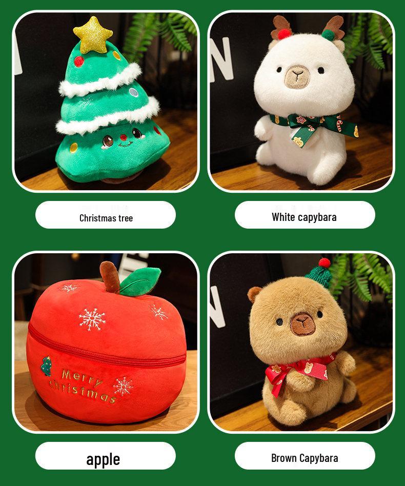 Christmas Capybara Santa Plush Toy Pillow for Kids