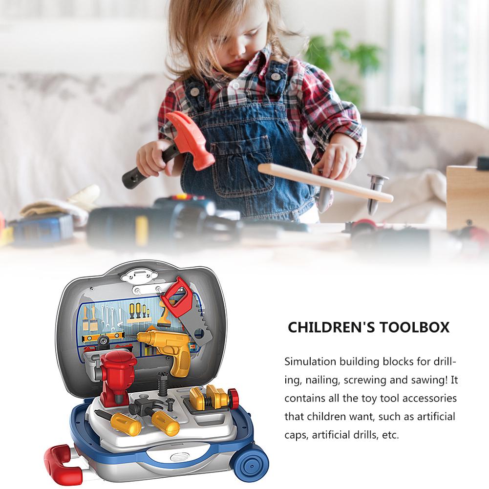 Kit de caja de herramientas para niños, juguetes educativos, herramientas de reparación de simulación, taladro, juego de plástico, aprendizaje, ingeniería, juegos de simulación, juguetes para niños
