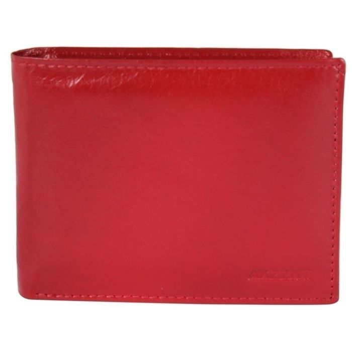 Portefeuille homme - AKZENT - Tasnim - Cuir véritable - Format horizontal compact - Rouge