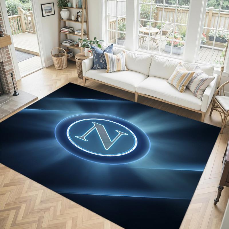 Napoli FC Design Crystal Velvet Carpet Cozy Non?Slip Printed Rug For Bedroom Living Room Entrance