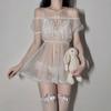 Girls Sexy Lingerie Cute Lolita Dress See-Through Costume Women Erotic Sheer Underwear Set Kawaii Cosplay Hot Bra Panties Outfit