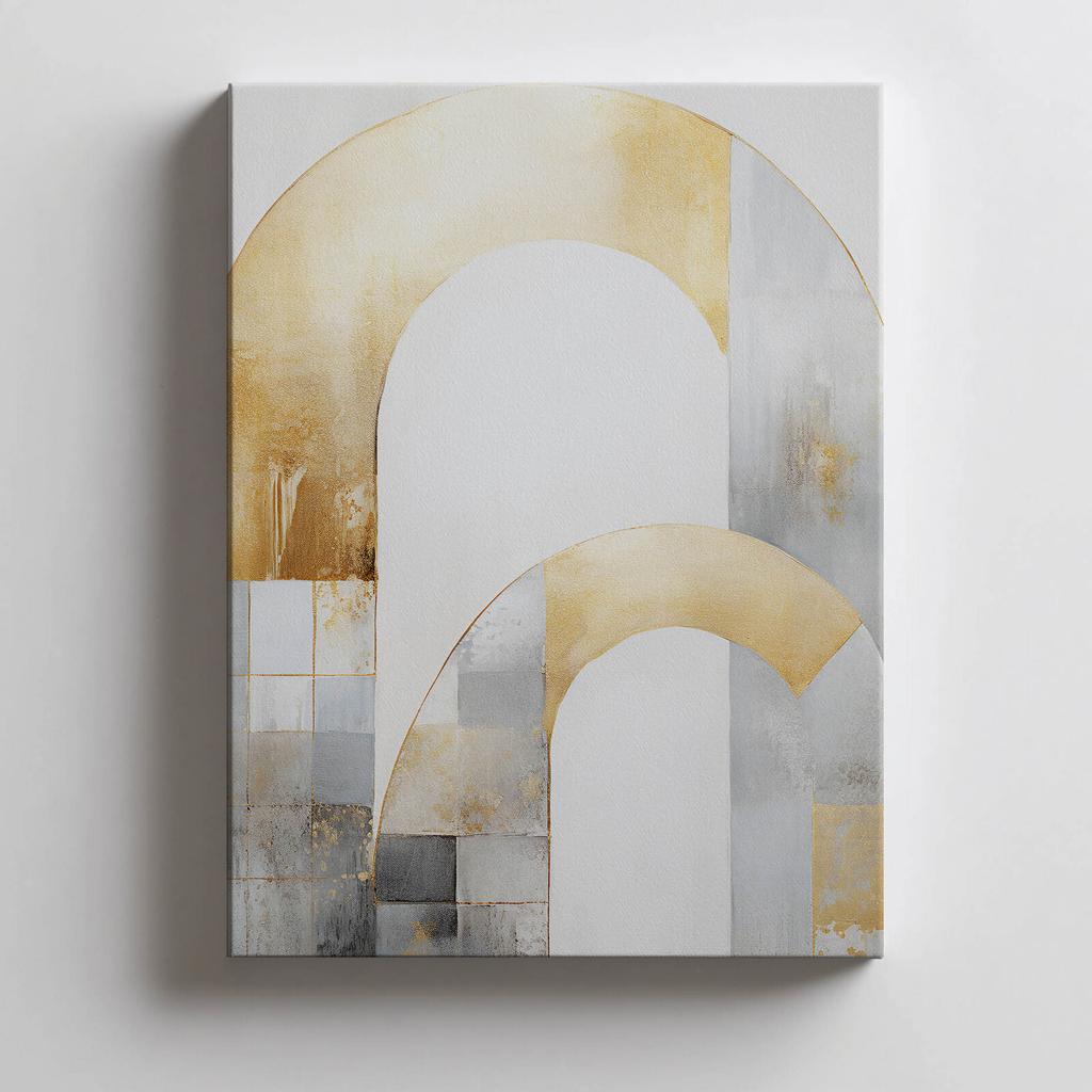 Art Deco Elegance: Gold and Silver Abstraction Elegance Art Deco: Gold And Silver Abstraction, 30X40 Cm, White Wooden Frame, 230 Gsm Matte Paper