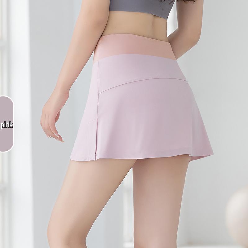 Women s High-Waisted Lulu Tennis Skirt: Faux Two-Piece, Tummy-Control, Anti-Exposure, Yoga and Fitness Wear S розовый