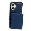For iPhone 16 Plus Case Card Bag Kickstand TPU+PU Phone Cover