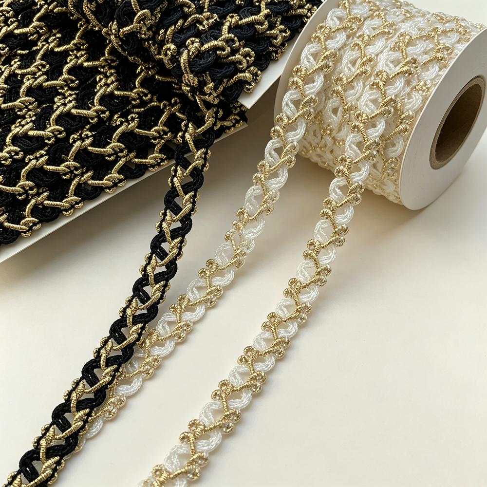New 5m/16.4ft each Pack white gold lace trims Handmade curve rope Sewing Accessory for bras Curtains Dresses Hats wedding Gift sewing Decoration