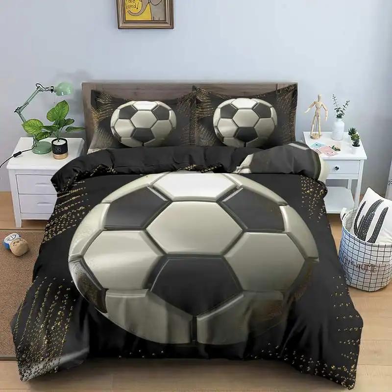Basketball Football Printed Duvet Cover Set Queen King Size Polyester Comforter Cover Sport Bedding Set For Boys Girls Teen