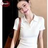 Langsha Women's Polo Collar Short Sleeve T-shirt