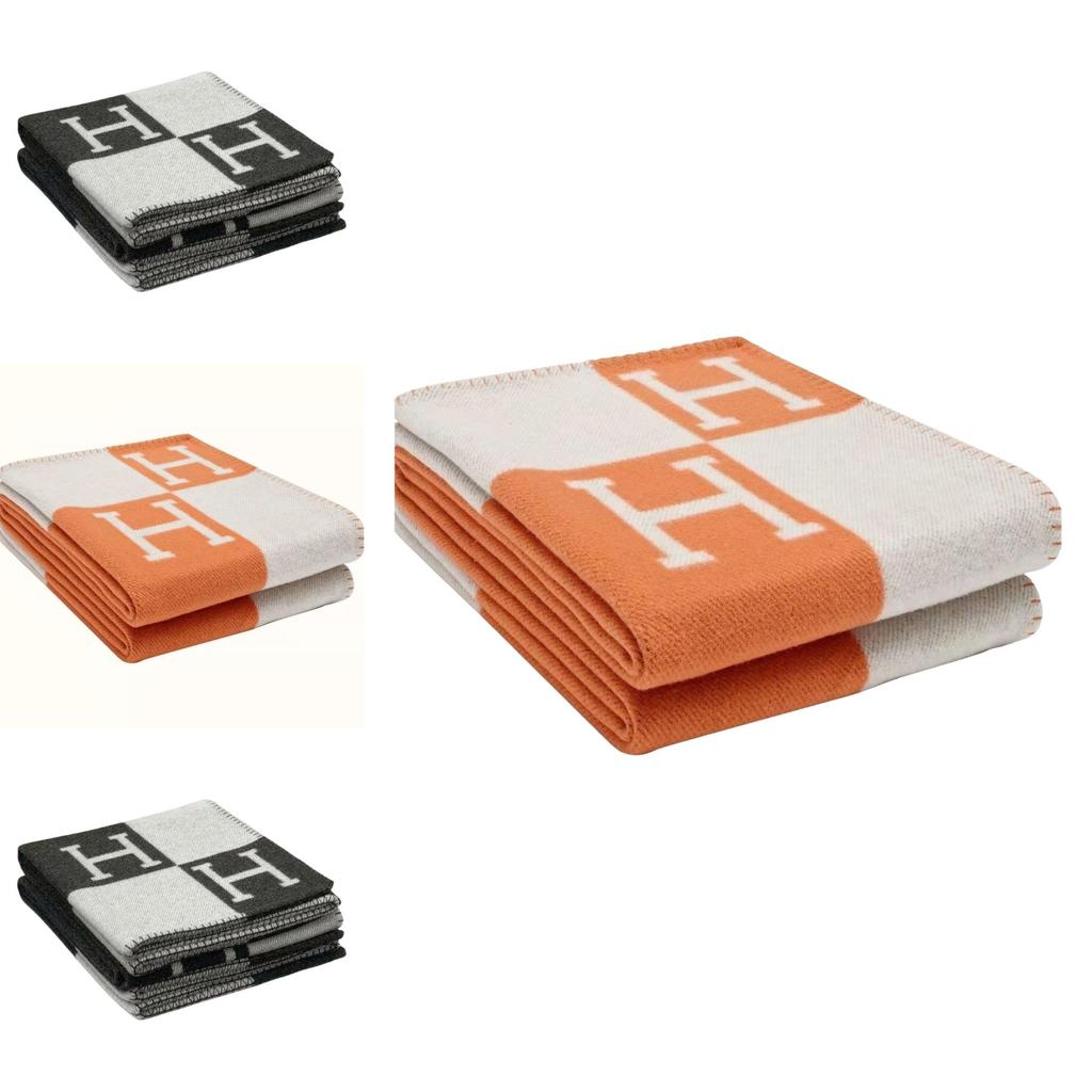 High-quality Wool Cashmere Blanket Warm Cozy Geometric Design Office Throw