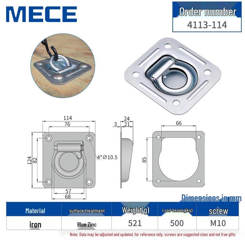 Heavy Duty D-Ring Truck Bed Tie-Down Hook with Triangle Latch