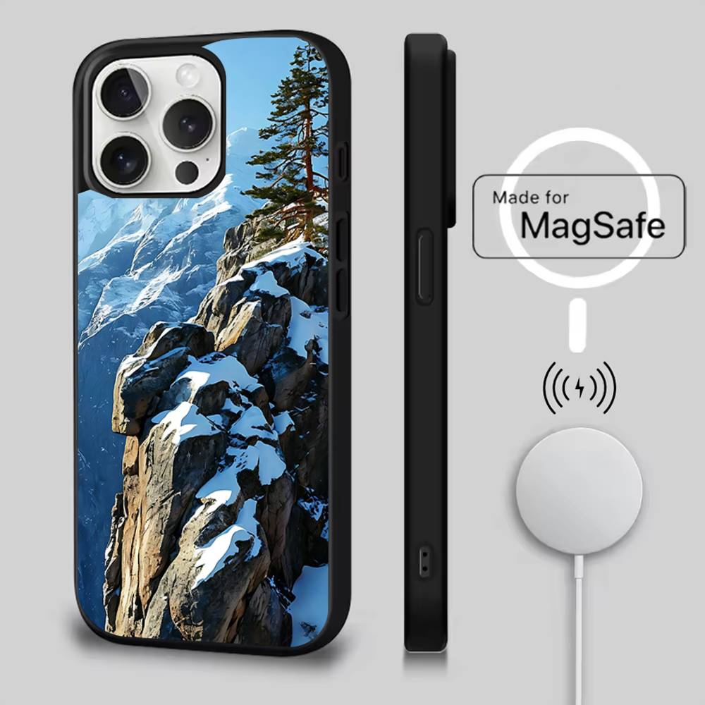 Snow Mountain Road Landscape Case For iPhone 17,16,15,14,13,12,11,Pro,Max,Plus,Mini,SE4,E Magnetic Magsafe Wireless Charging