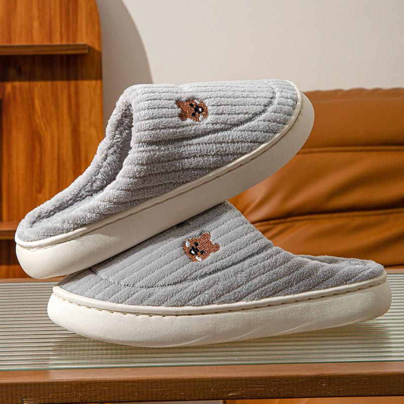 Cotton slippers women autumn and winter couple indoor home non-slip thick bottom plush warm men winter