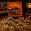 Retro RV Holiday Countdown 24-Day Camping Van Advent Calendar Acrylic Hanging Ornament Set with Desktop Christmas Display 24 Unique Designs,