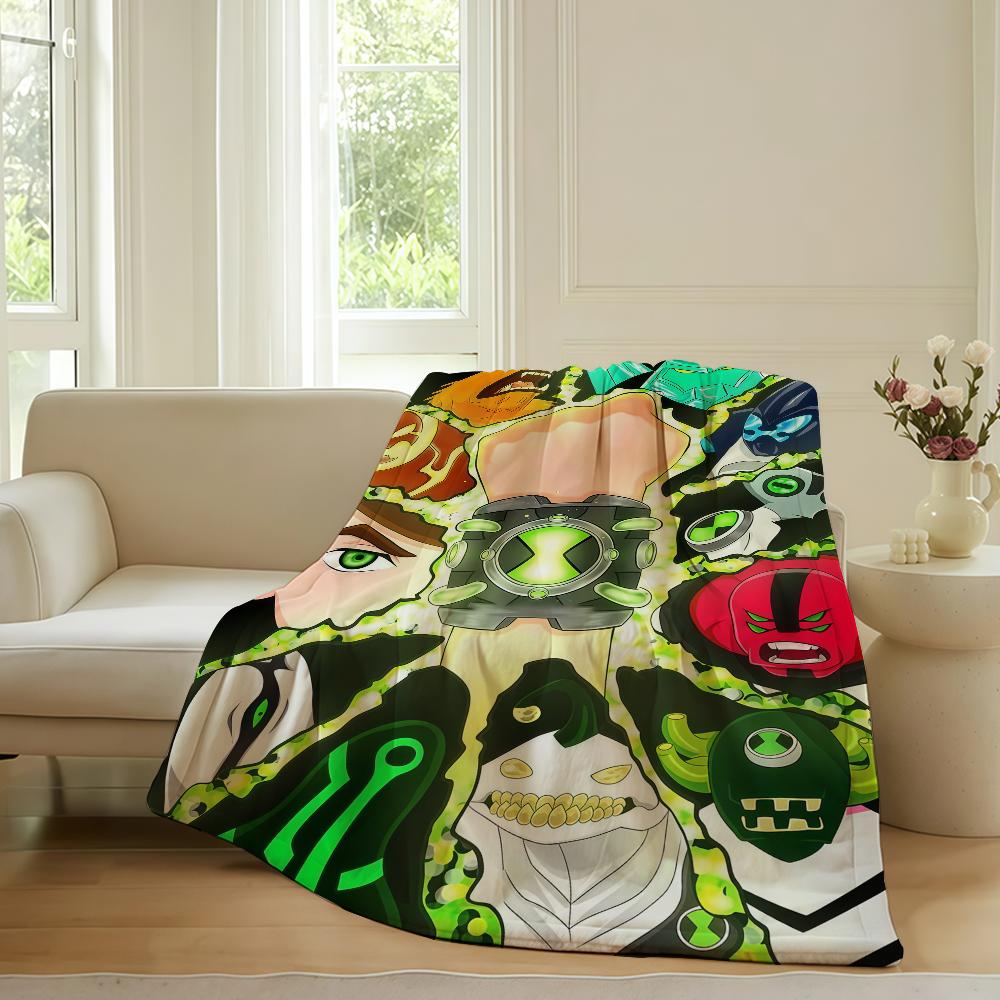 Adventure Cartoon B Ben 10 Blanket For Sofa Office Bed Plane Travel Sleep Read Relax Camping Soft And Warm